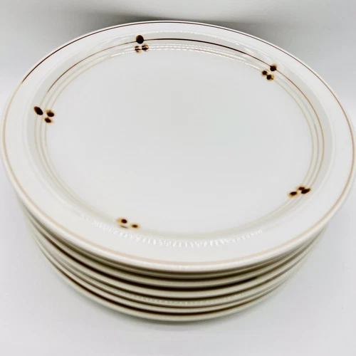 Mikasa Dinner Plates Disco Brown 10 1/4” Set Of 6 Vintage MCM Retro 1970’s