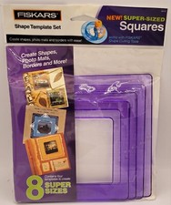 VTG Fiskars Shape Template Stencil Set NEW SEALED SUPER SIZED SQUARES Scrapbook