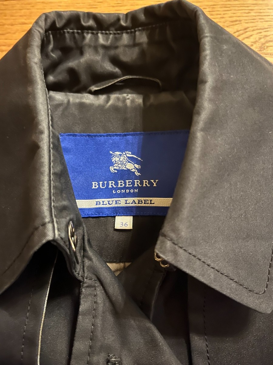 BURBERRY Blue Label Trench Coat Black 36 No BELT Navy Blue