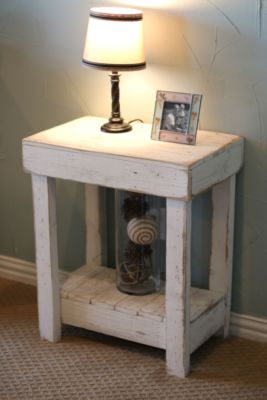 WHITE RUSTIC END TABLE | eBay