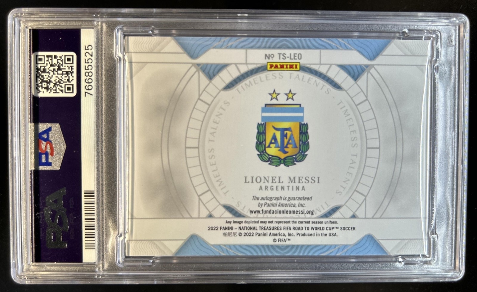 22-23 National Treasure World Cup Lionel Messi Timeless Talent Auto /99 PSA 9/10 view 2