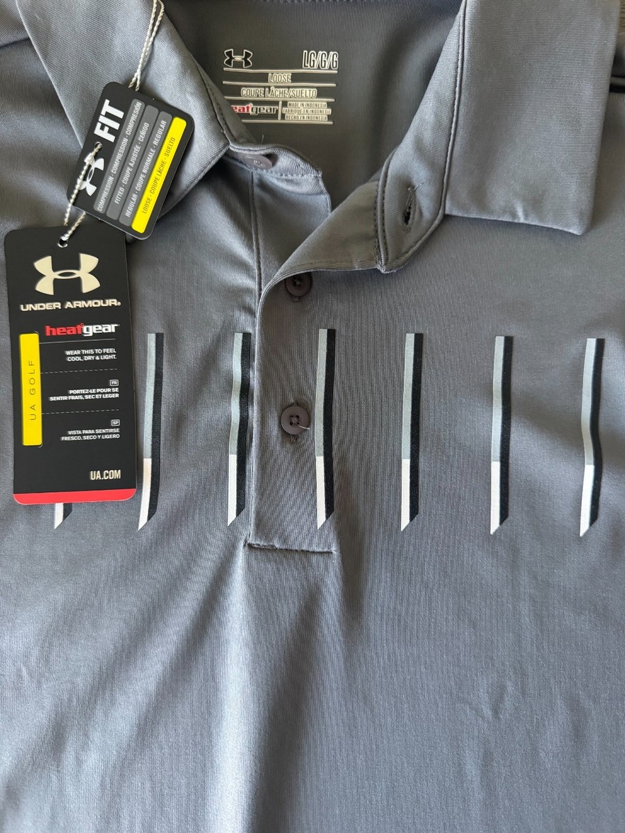 Under Armour Mens US Marine Corp Polo Shirt Size Large Loose Gray