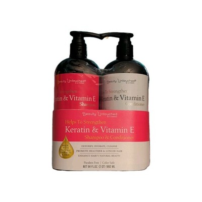 Beauty Untouched Keratin Vitamin E Paraben-Free Shampoo Conditioner Set 64 fl oz