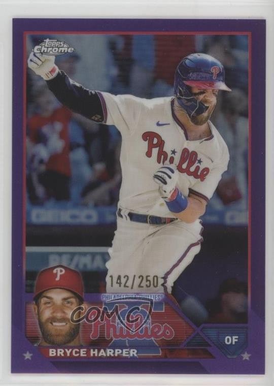 2023 Topps Chrome Purple Refractor 142/250 Bryce Harper #3 1m4i