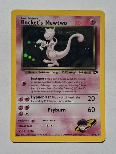 Pokemon - Rocket's Mewtwo - Gym Challenge 14/132 - Holo Rare - creased