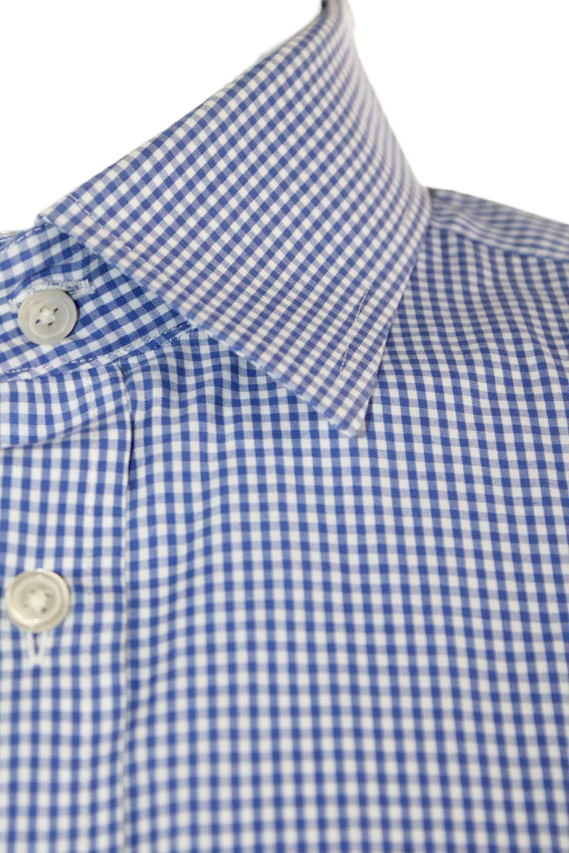 Camisa azul con cuello abotonado estampado de guinga Charles Tyrwhitt para mujer talla 17 Foto 2 de 4