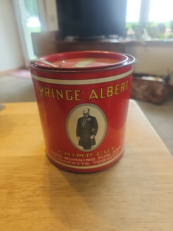 Vintage Prince Albert Crimp Cut Long Burning Pipe And Cigarette Tobacco Tin Can