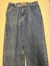 Bugle Boy 7M Looser Jeans Mens 34x34 Baggy Leg Blue Denim Gold Crest Y2K