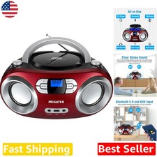 Cherry Red CD Player Boombox Bluetooth USB FM Radio Stereo Sound