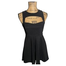 Honey Punch Women's Black Keyhole Cutout Mini Cocktail Club Dress Size Small