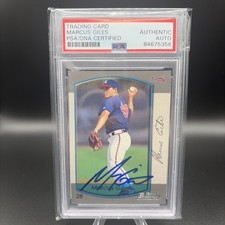 2000 MARCUS GILES Signed Bowman Baseball Card-ATLANTA BRAVES-PSA
