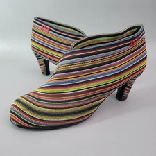 UNITED NUDE Fold Mid Ankle Boot Bootie Size 38 US 8 Mod Retro Multicolor Striped