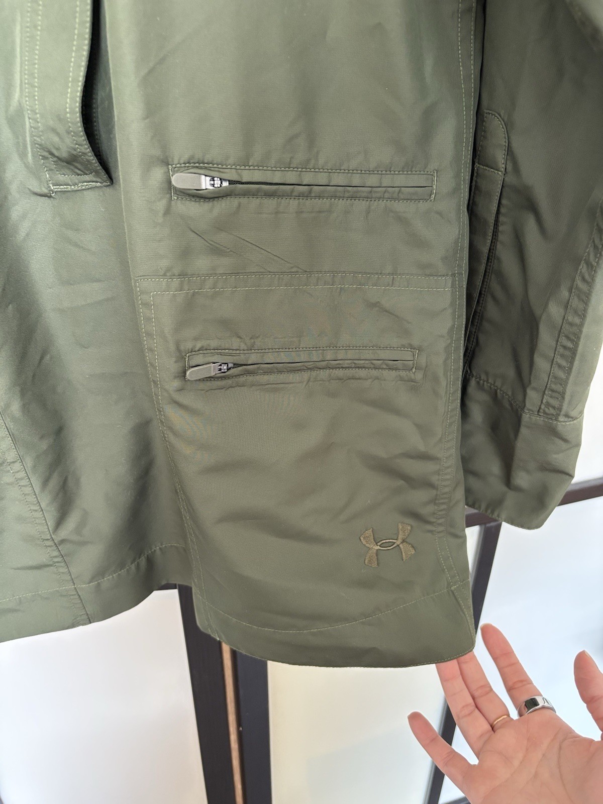 Under Armour Windbreaker Snap Button ColdGear Gre… - image 5