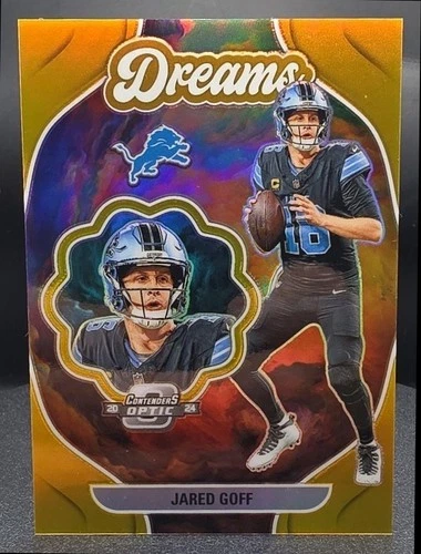 2024 Contenders Optic Jared Goff Dreams Case Hit Gold Prizm /10