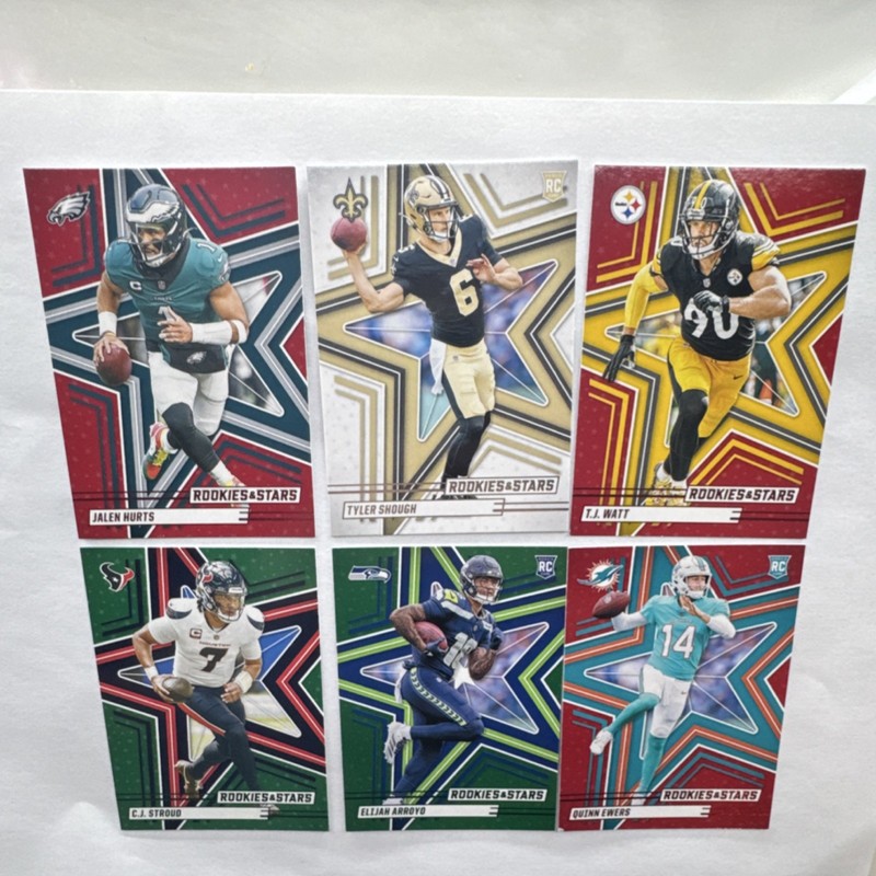 Rookies & Stars NFL Rookie Card Lot 6 Jalen Hurts C.J. Stroud T.J. Watt Ewers