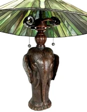 RARE Vintage Fredrick Cooper Slag Glass Elephant Lamp