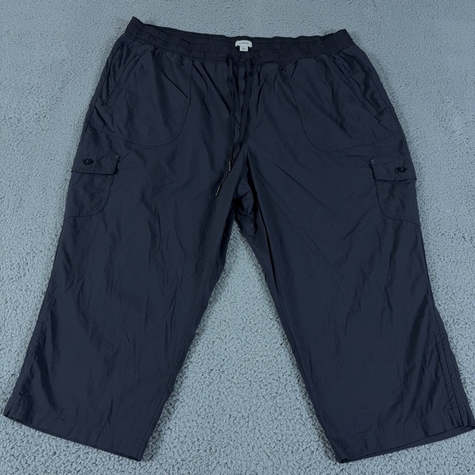 LL Bean Pants Womens 3X Gray Vista Camp Cropped Nylon Cargo Outdoors Hiking Plus