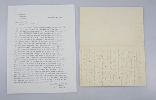 Original 1862 Civil War Letter New York E.L. Walrath New York Vols Thurlow Weed