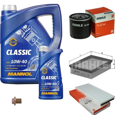 MAHLE Inspektionspaket 6 L MANNOL Classic 10W-40 für Ford Fiesta III 1.6 XR2i