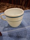 Pyrex Tableware By Corning White Milk Glass Coffee Cup/Mug Teal Blue Stripe 723 — photo 2