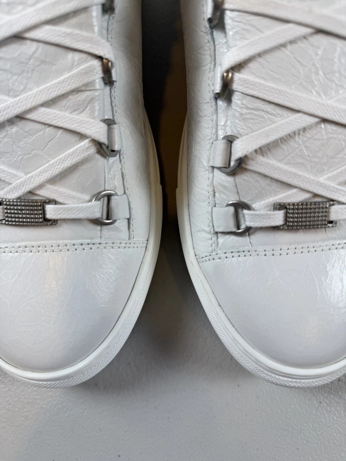 Balenciaga Arena White Men 12 45 Leather High Top Sneakers Shoes Lace Up  thumbnail 4