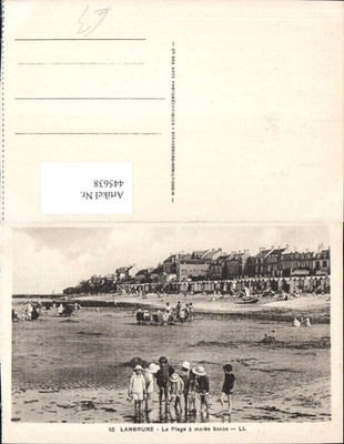445638,Langrune La Plage a maree basse Kinder Strandhütten Bademode Strandleben