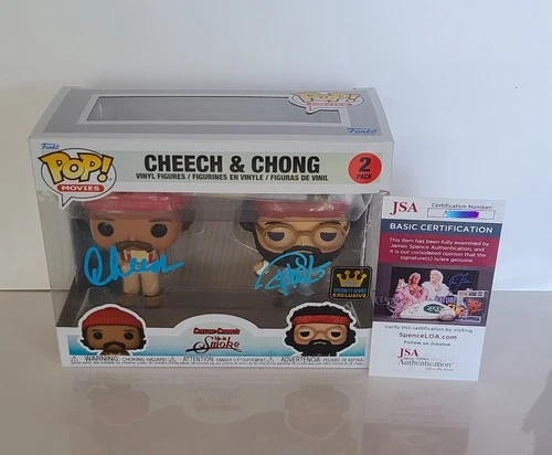 Cheech & Chong Autograph Signed in BLUE Up in Smoke Funko Pop 2 Pack w/ JSA COA