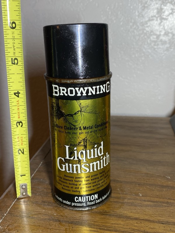 VINTAGE BROWNING LIQUID GUNSMITH GUN OIL CLEANER TIN SPRAY CAN BELGIUM RARE