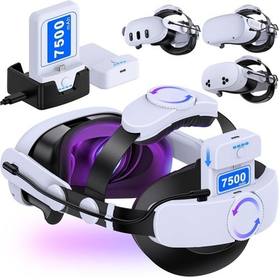 Batery Head Strap 15000mAh for Meta Quest 3/Quest 3S/2 Adjustable Elite Strap