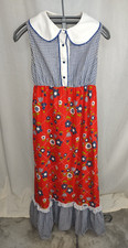 Vintage? 60s 70s Floral Check Maxi Dress Cottagecore Prairie Hippie Boho Sz S/M