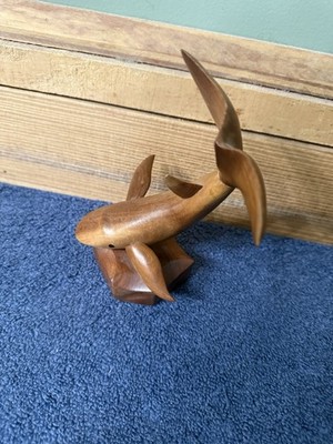 Hand Carved Wood Hump Back Whale Sculpture 6.5'' VTG Nautical Coastal Art
