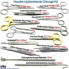 Hysterektomie Chirurgie Haustier KASTRATIONSHAKEN Tuchklemme Schere Pinzette CE