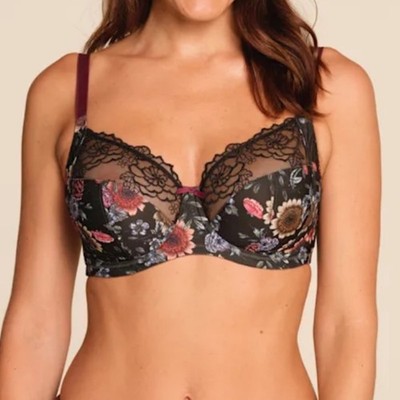 Bravissimo Fleur Full Cup Bra Underwire Dark Floral Lace Women s Size 34H