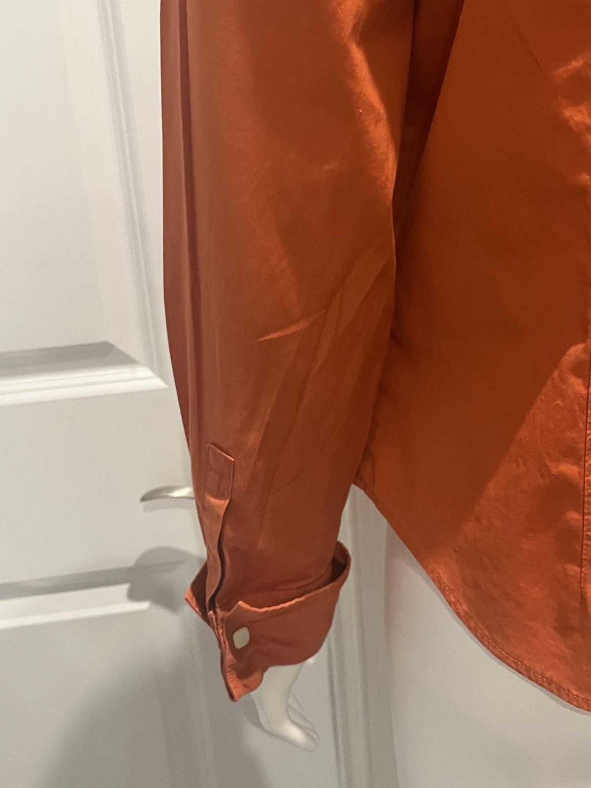 Talbots Stretch Orange Solid Long Sleeve Button D… - image 7