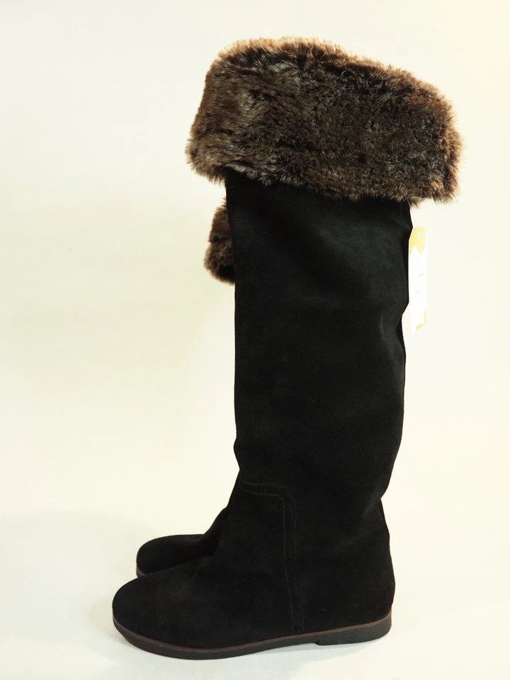 Sam Edelman Orlando Black Suede Knee High Fur Cuffed Pull-on Boots, Size 8 (US) - Image 4 of 4