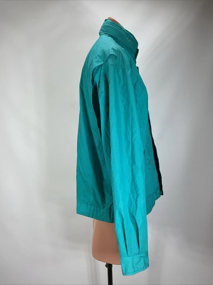 Jaqueta de chuva vintage clássica com capuz corta-vento verde poli algodão GG somente membros - Imagem 4 de 4