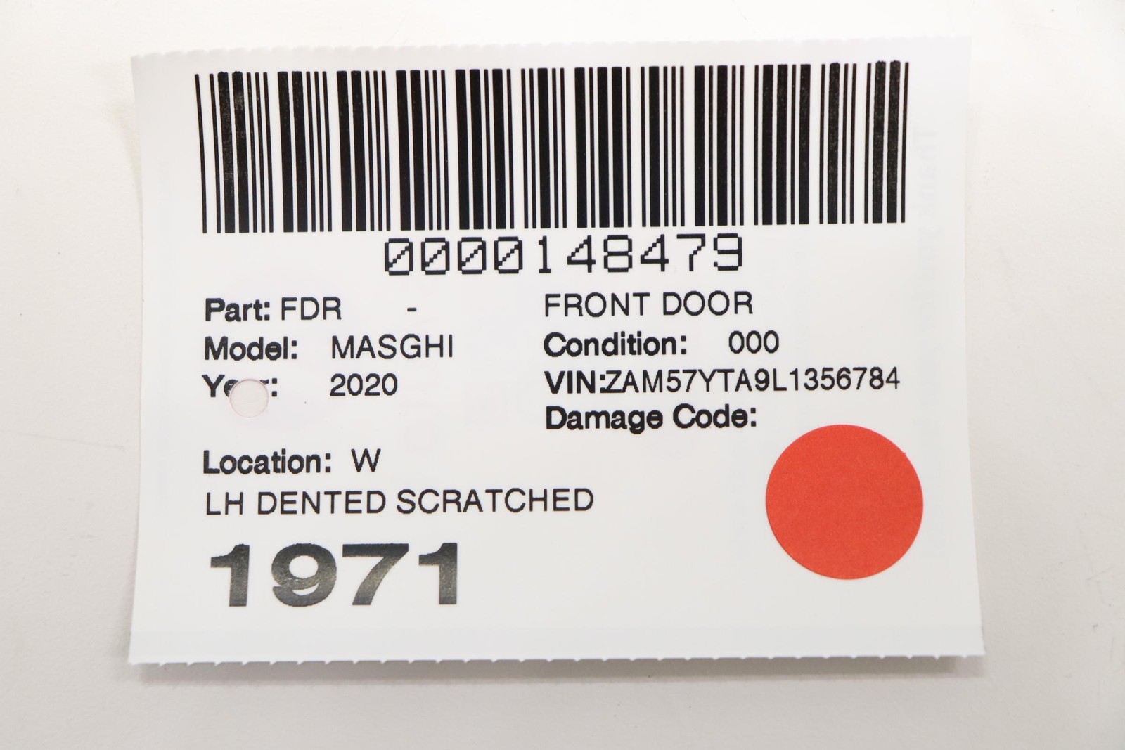 2014 - 2024 MASERATI GHIBLI FRONT LEFT DRIVER SIDE DOOR SHELL OEM GRAY_GRRM