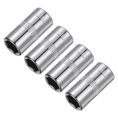 uxcell 4 Pcs 1/4-Inch Drive 8mm 6-Point Shallow Socket, Metric, Steel