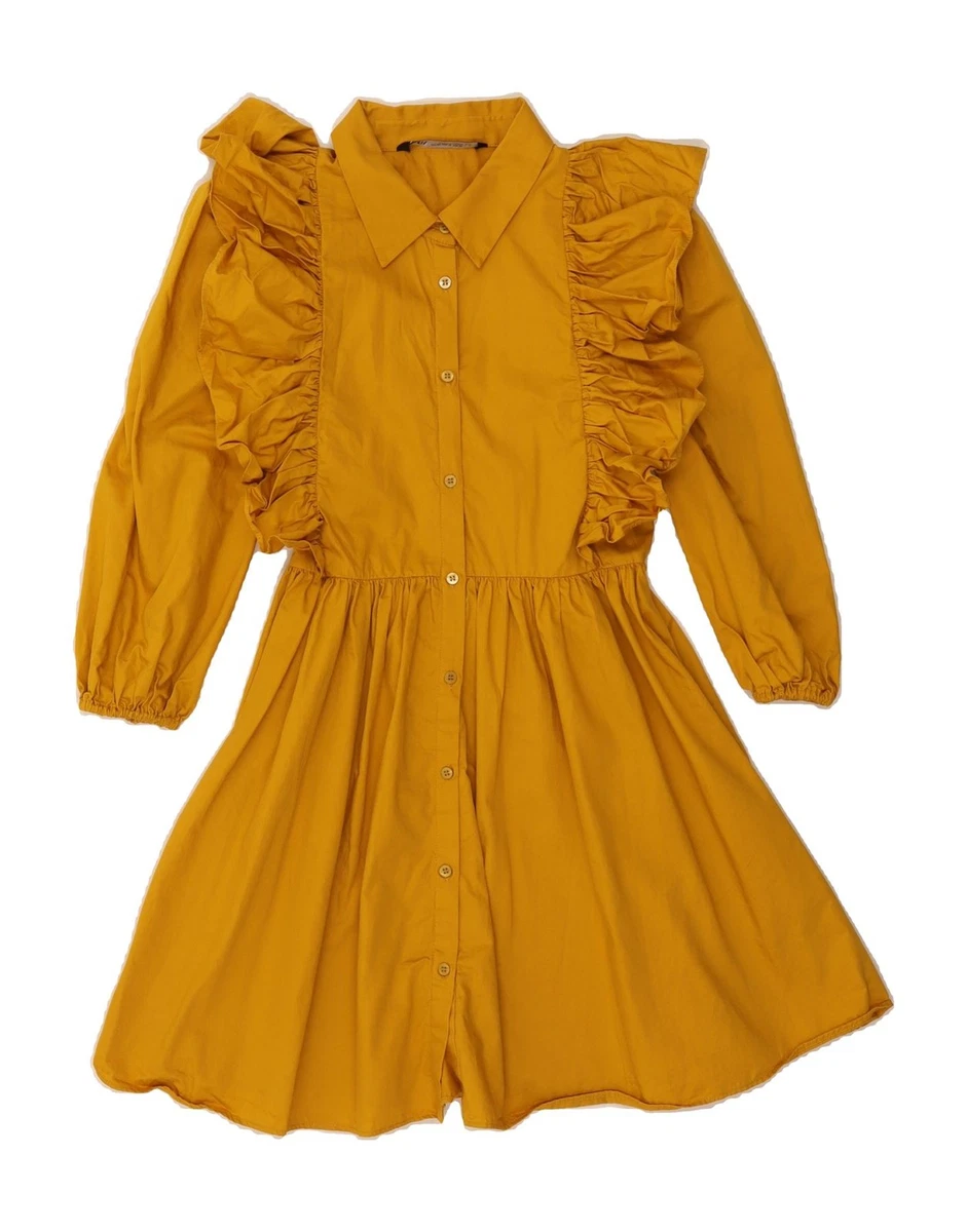 zara mustard shirt dress ZW COLLECTION CHECKED SHIRT DRESS - Yellow