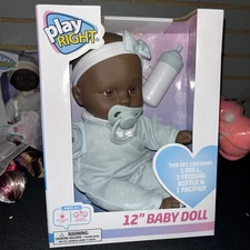 Play Right 12" Baby Doll with Bottle and Magnetic Pacifier