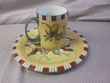 Lenox Winter Greetings Everyday Salad Plate and Coffee Cup Mug Goldfinch