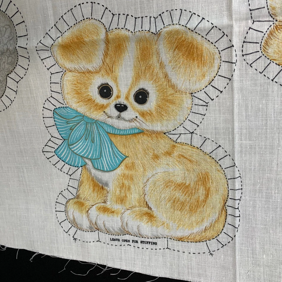 Щенок синий бант ткани панели 7584 собаки кукла игрушка подушка пружины мельницы винтажный РЕДКАЯ - Изображение 4 из 4