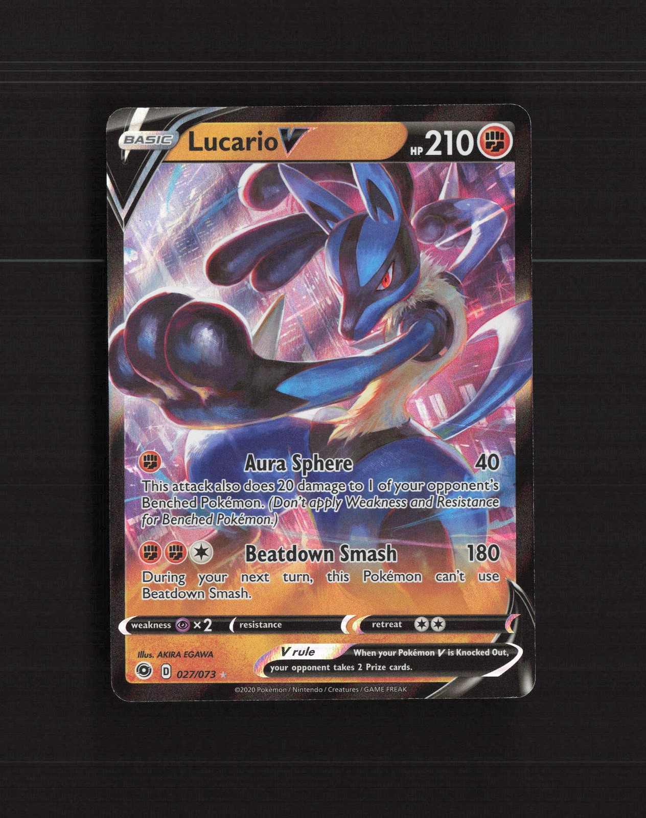 Lucario V 027/073 Champion's Path Ultra Rare Holo Pokemon Card NM