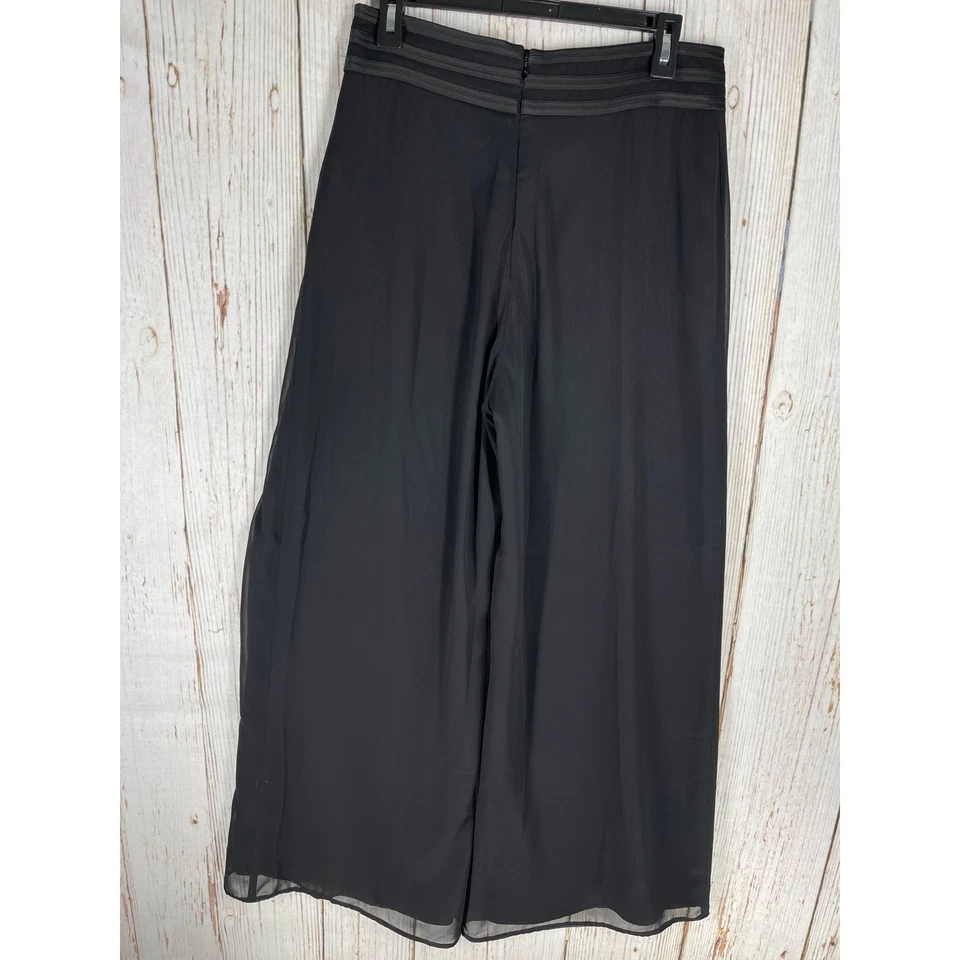 JS COLLECTIONS Pantalones Cintura Alta Talla 8 Negro Superpuesto Capas Pierna Ancha Capricho Foto 2 de 4