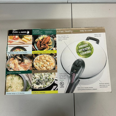 #ad #ad Elite by Fagor 4 Qt Pressure Cooker 18 10 Stainless Steel Induction Gas In Box $59.88