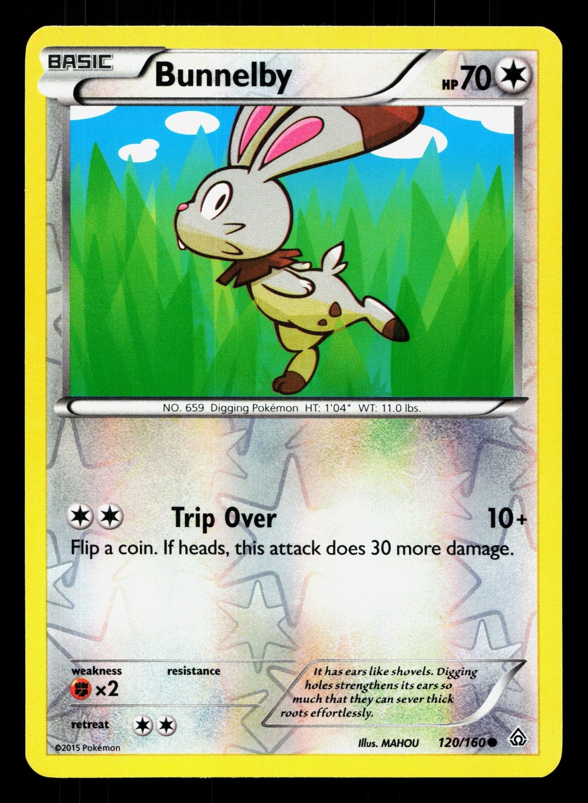 Bunnelby 120/160 Primal Clash LP Reverse Holo Pokemon Card TCG