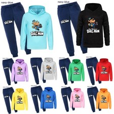Kids World Book Day DOG MAN Casual Hoodie Tracksuit Set Hooded Top Pants Suit
