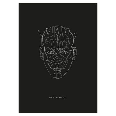 Wandbild STAR WARS LINES DARK SIDE MAUL - schwarz-weiß - 50x70 cm Wandbild