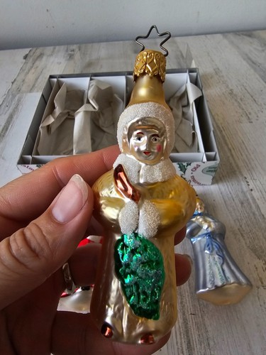 Vetro vintage inge? Vecchio mondo? set ornamenti in vetro glitter bambina albero floccato natale - Foto 7 di 11