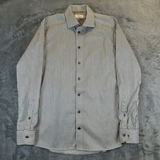Eton Dress Shirt Mens 39 15.5 White Black Contemporary Long Sleeve Button Front